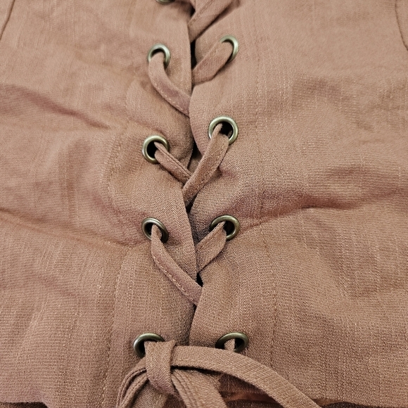 NEW Miss Lola Reddish Brown Lace-Up Tie Front Sexy Mini Skirt Medium - Picture 4 of 7